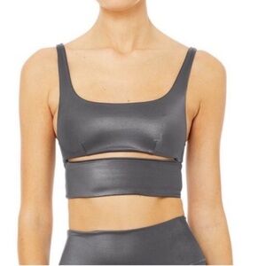 ALO Yoga Slit Sports Bra - Slate Grey